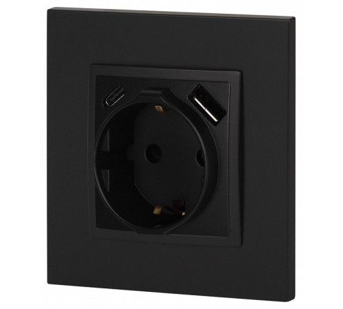 Розетка с заземлением и со шторкой и 2хUSB, без рамки Эра Эра Elegance 14-4108-05