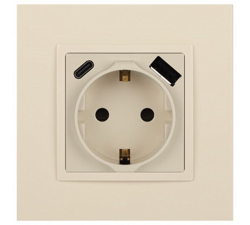 Розетка с заземлением и со шторкой и 2хUSB, без рамки Эра Эра Elegance 14-4108-02