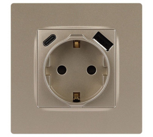Розетка с заземлением и со шторкой и 2хUSB, без рамки Эра Эра 12 12-4108-04