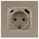 Розетка с заземлением и со шторкой и 2хUSB, без рамки Эра Эра 12 12-4108-04