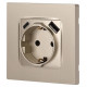 Розетка с заземлением и со шторкой и 2хUSB, без рамки Эра Эра 12 12-4108-04