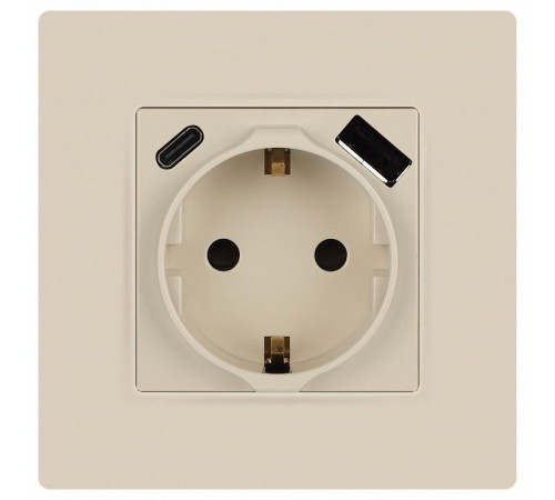 Розетка с заземлением и со шторкой и 2хUSB, без рамки Эра Эра 12 12-4108-02
