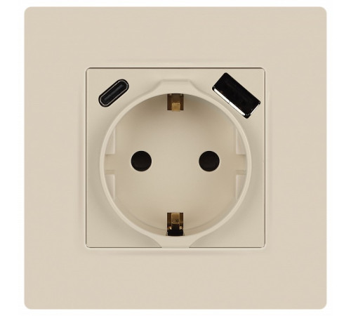 Розетка с заземлением и со шторкой и 2хUSB, без рамки Эра Эра 12 12-4108-02