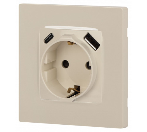 Розетка с заземлением и со шторкой и 2хUSB, без рамки Эра Эра 12 12-4108-02