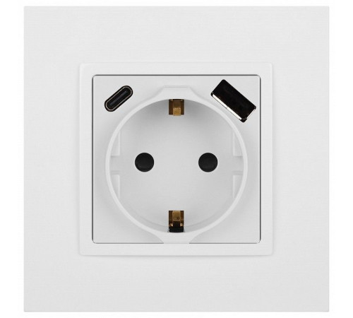 Розетка с заземлением и со шторкой и 2хUSB, без рамки Эра Эра Elegance 14-4108-01