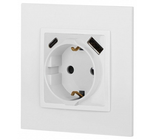 Розетка с заземлением и со шторкой и 2хUSB, без рамки Эра Эра Elegance 14-4108-01