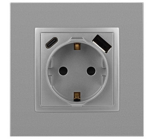 Розетка с заземлением и со шторкой и 2хUSB, без рамки Эра Эра Elegance 14-4108-03