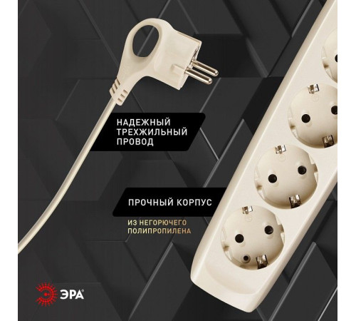 Удлинитель с выключателем Эра SFU-5es-2m-I