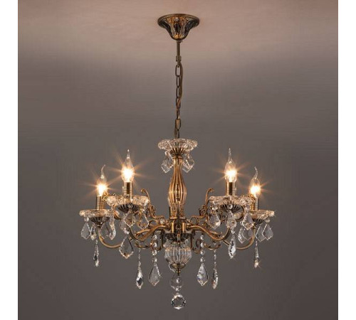 Подвесная люстра Eurosvet Elisha 3281/5 античная бронза/прозрачный хрусталь Strotskis