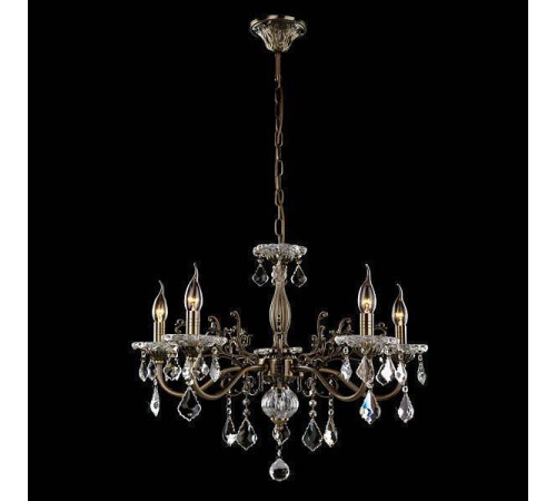 Подвесная люстра Eurosvet Elisha 3281/5 античная бронза/прозрачный хрусталь Strotskis