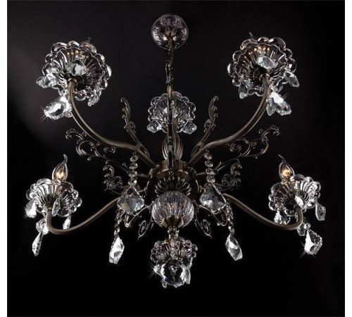 Подвесная люстра Eurosvet Elisha 3281/5 античная бронза/прозрачный хрусталь Strotskis