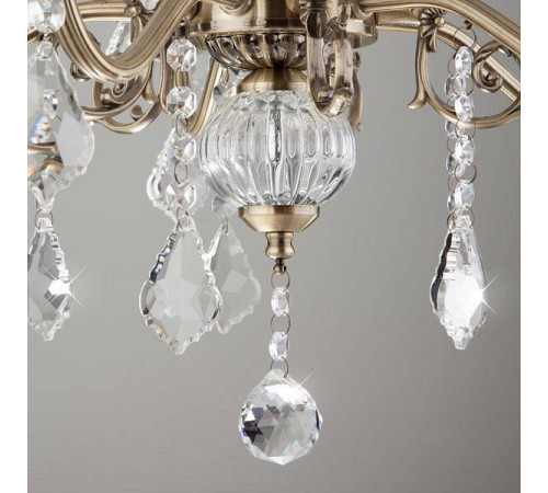 Подвесная люстра Eurosvet Elisha 3281/5 античная бронза/прозрачный хрусталь Strotskis