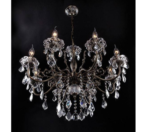 Подвесная люстра Eurosvet Elisha 3281/8 античная бронза/прозрачный хрусталь Strotskis