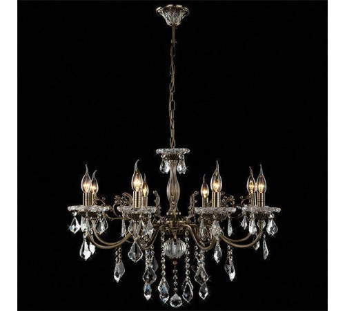 Подвесная люстра Eurosvet Elisha 3281/8 античная бронза/прозрачный хрусталь Strotskis