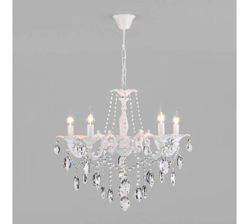 Подвесная люстра Eurosvet Veletta 10108/5 белый/прозрачный хрусталь Strotskis