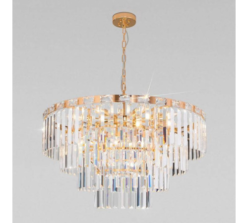 Подвесная люстра Eurosvet Elegante 10130/10 золото/прозрачный хрусталь Strotskis