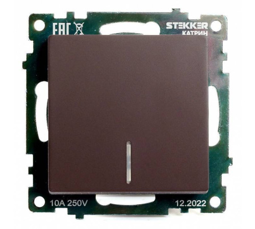 Выключатель одноклавишный с подсветкой без рамки Stekker Катрин 49022