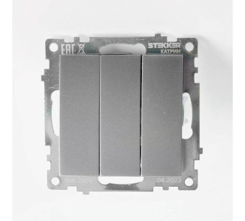 Выключатель трехклавишный без рамки Stekker Катрин 49173