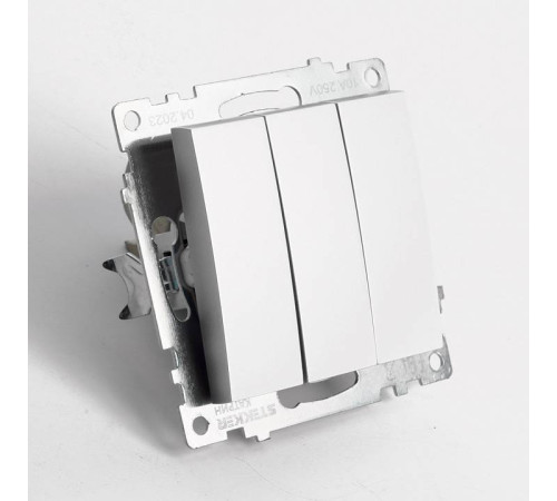 Выключатель трехклавишный без рамки Stekker Катрин 49173