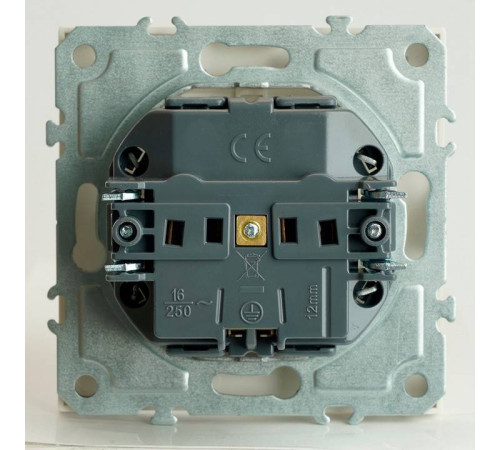 Розетка без заземления и с шторкой, без рамки с крышкой Stekker RST16-5112-01 49881