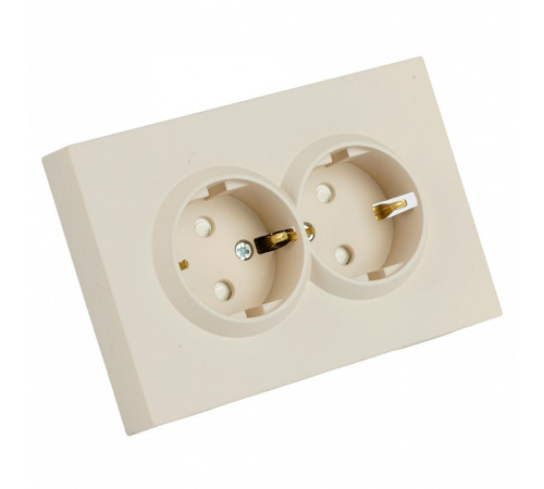Розетка двойная с заземлением и со шторкой, без рамки Stekker RST16-5114-08 49908