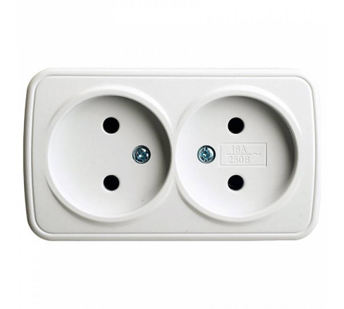 Розетка двойная без заземления Stekker Basic 50075