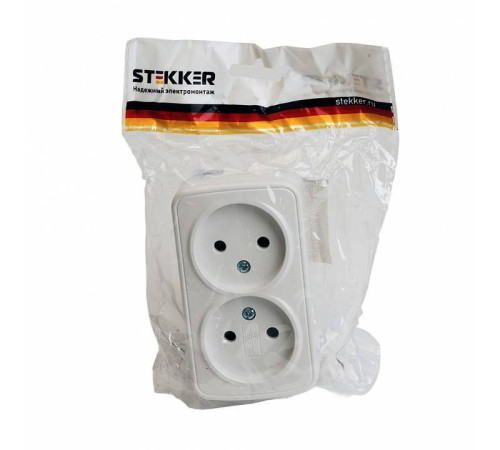 Розетка двойная без заземления Stekker Basic 50075