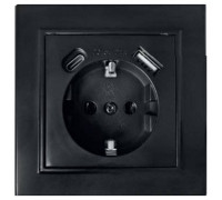 Розетка с заземлением и 2хUSB type A и C, без рамки Stekker Эрна 50078