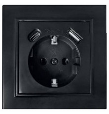 Розетка с заземлением и 2хUSB type A и C, без рамки Stekker Эрна 50078