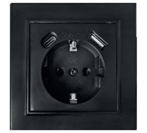 Розетка с заземлением и 2хUSB type A и C, без рамки Stekker Эрна 50078