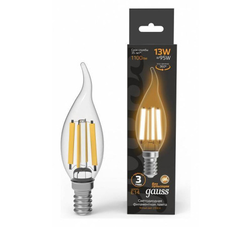 Лампа светодиодная Gauss Filament Свеча на ветру E14 13 Вт 2700 K 104801113