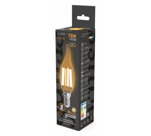 Лампа светодиодная Gauss Filament Свеча на ветру E14 13 Вт 2700 K 104801113