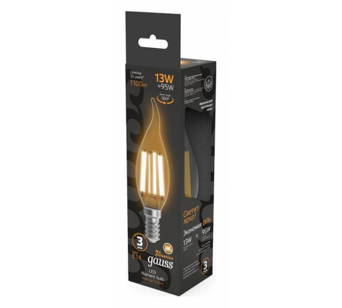 Лампа светодиодная Gauss Filament Свеча на ветру E14 13 Вт 2700 K 104801113