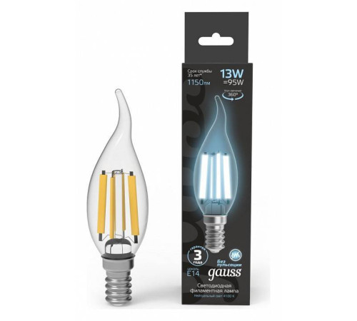Лампа светодиодная Gauss Filament E14 13Вт 4100K 104801213