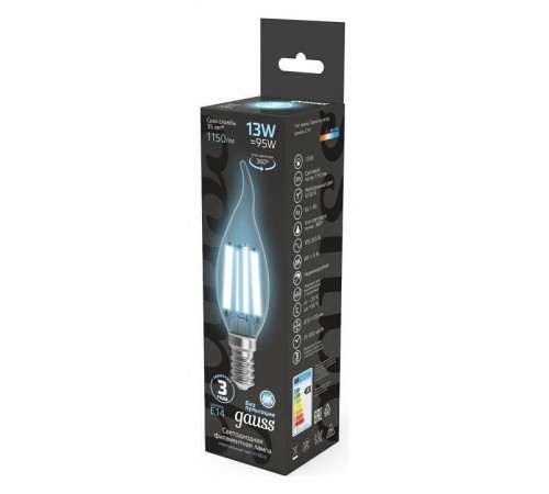 Лампа светодиодная Gauss Filament E14 13Вт 4100K 104801213