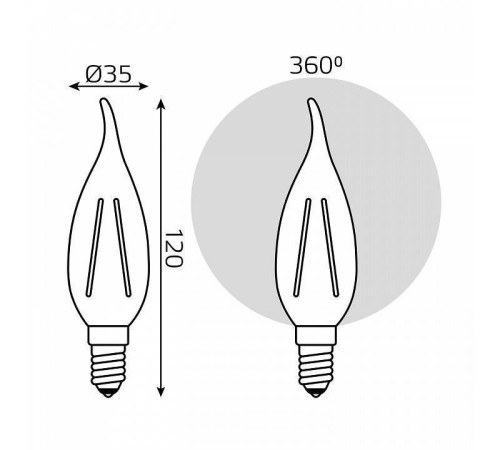 Лампа светодиодная Gauss Filament E14 13Вт 4100K 104801213