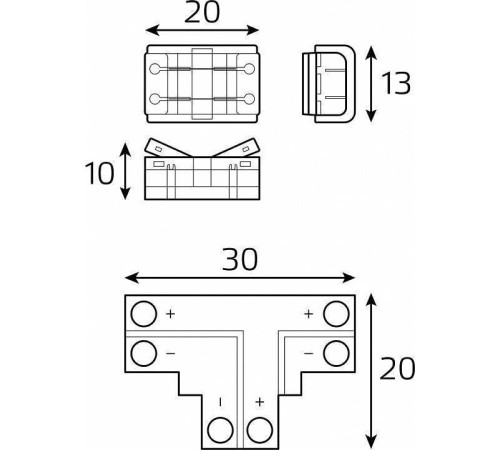 Соединитель лент T-образный жесткий Gauss Basic BT400