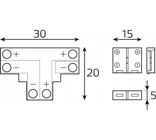 Соединитель лент T-образный жесткий Gauss Basic BT431