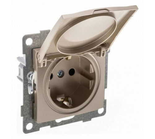 Розетка с заземлением и со шторкой, без рамки с крышкой Gusi Electric UGRA С11Р91-027