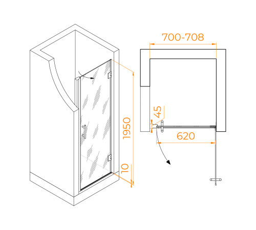 Душевая дверь RGW Hotel HO-011B 700 мм черный 350601107-14