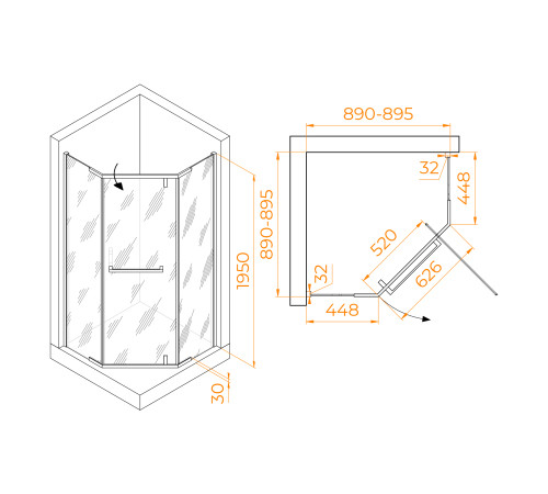 Душевой уголок RGW Hotel HO-081B 900x900 мм 350608199-24
