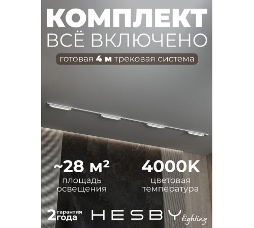 Комплект трековый Hesby Lighting №1 однофазная накладная Skylite HSBL_kompl_S001_NI4W4K