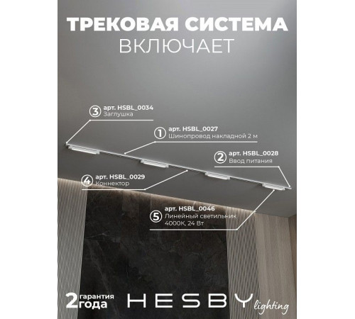 Комплект трековый Hesby Lighting №1 однофазная накладная Skylite HSBL_kompl_S001_NI4W4K