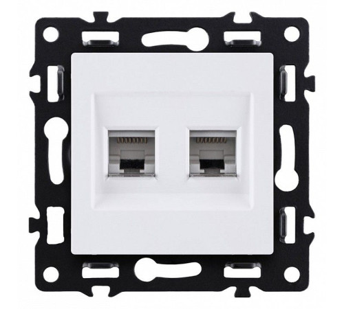Розетка двойная Ethernet RJ-45 и со шторками, без рамки Kollinger Asthetik AS-018WH