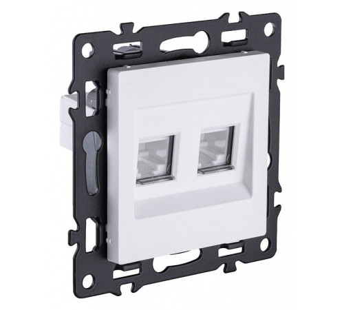 Розетка двойная Ethernet RJ-45 и со шторками, без рамки Kollinger Asthetik AS-018WH
