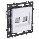 Розетка двойная Ethernet RJ-45 и со шторками, без рамки Kollinger Asthetik AS-018WH