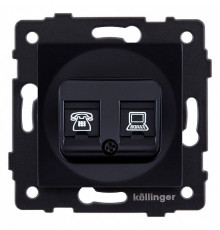 Розетка двойная RJ-11 и Ethernet RJ-45, без рамки Kollinger  REA-011BK