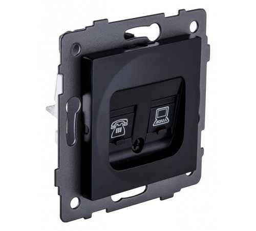 Розетка двойная RJ-11 и Ethernet RJ-45, без рамки Kollinger REA-011BK