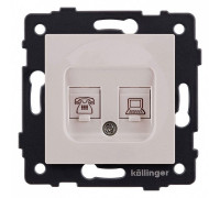 Розетка двойная RJ-11 и Ethernet RJ-45, без рамки Kollinger  REA-011CM