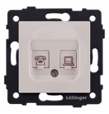 Розетка двойная RJ-11 и Ethernet RJ-45, без рамки Kollinger  REA-011CM